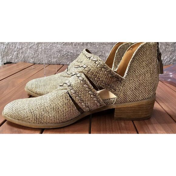 Mi.im Burlap Textured Boots‎ Booties Zip Up, Heeled, Genuine Leather, SZ 7.5 - Picture 3 of 6